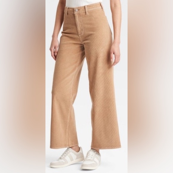 Wide leg corduroy pants. High rise ankle length. 98% cotton. Khaki/ tan 16 NWOT - Picture 4 of 16